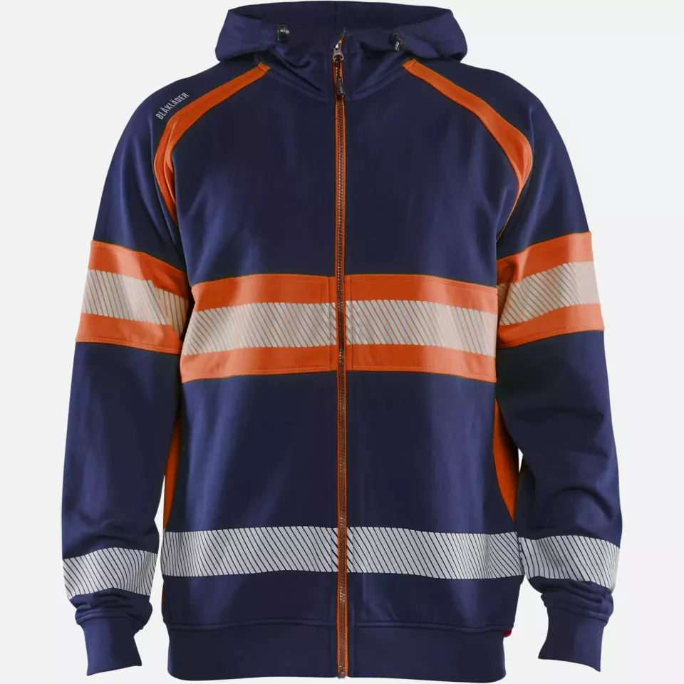 Blaklader 355211588953, High Vis Hoodie Jacket, Navy Blue/Orange, image 1, gallery thumbnail