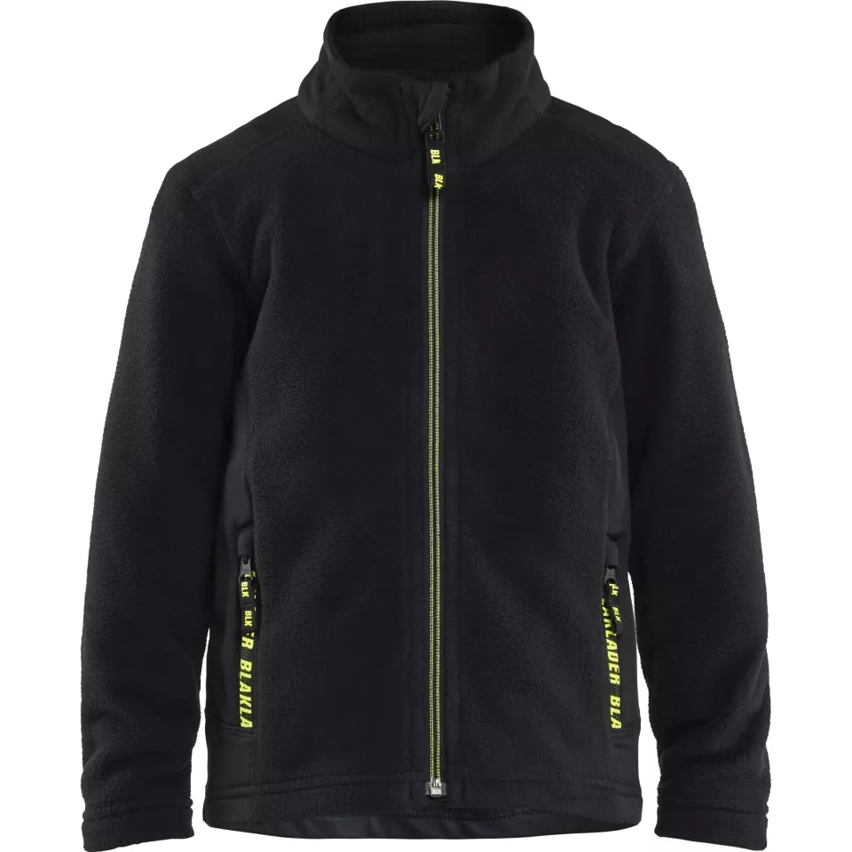 Blaklader 520610109933, Kids Microfleece Pullover, Black/High Vis Yellow, image 1, gallery thumbnail