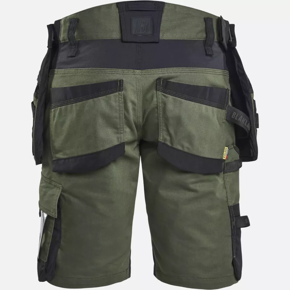 Blaklader 197211494298, STRIKER Stretch Craftsman Shorts, Forest Green/Black, image 4, gallery thumbnail