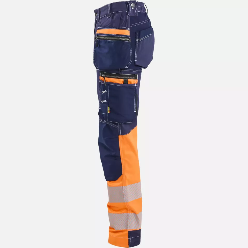 Blaklader 719613708853, High Vis Damen Stretch Arbeitshose, Marineblau/Orange, image 3, gallery thumbnail