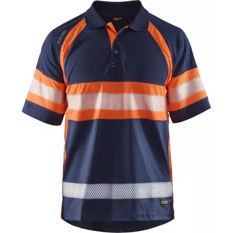 Blaklader High Vis UV Protection Polo Shirt, Navy Blue/Orange