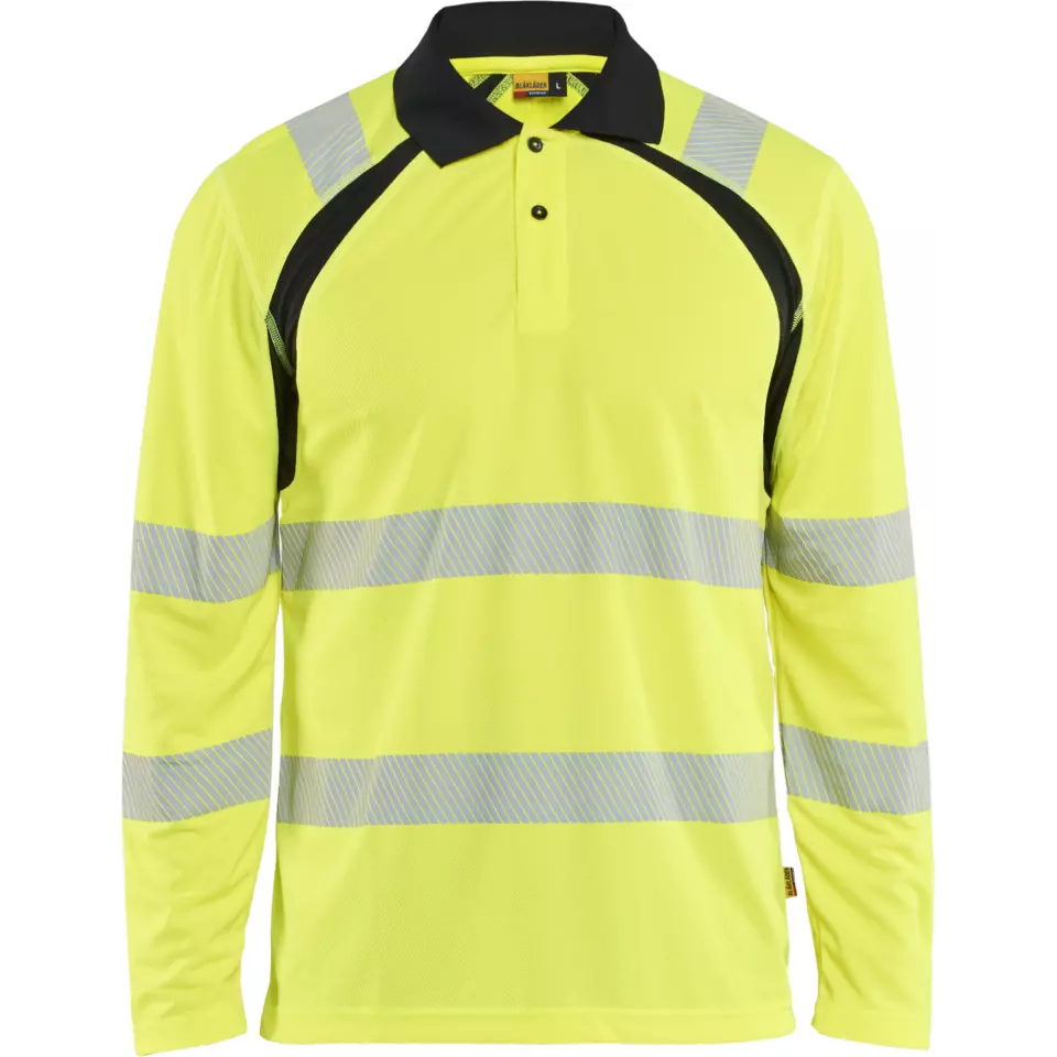 Blaklader 359810133399, High Vis UV Protection Long Sleeve Polo Shirt, Yellow/Black, image 1, gallery thumbnail