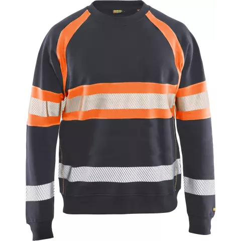 Blaklader High Vis Sweatshirt, Medium Grey/Orange