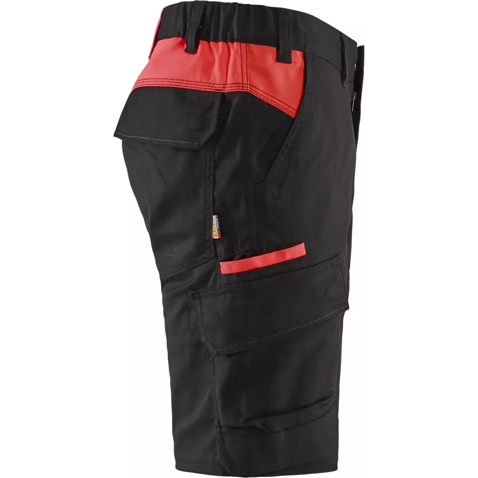 Blaklader 144618329956, Industry Stretch Shorts, Black/Red, image 2, gallery thumbnail