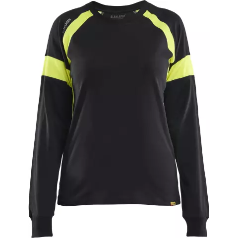 Blaklader High Vis Ladies Long Sleeve T-Shirt, Black/Yellow
