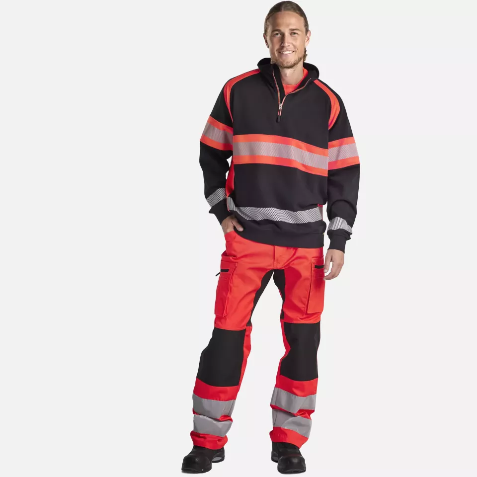 Blaklader 355311589955, High Vis Sweatshirt, Black/High Vis Red, image 5, gallery thumbnail