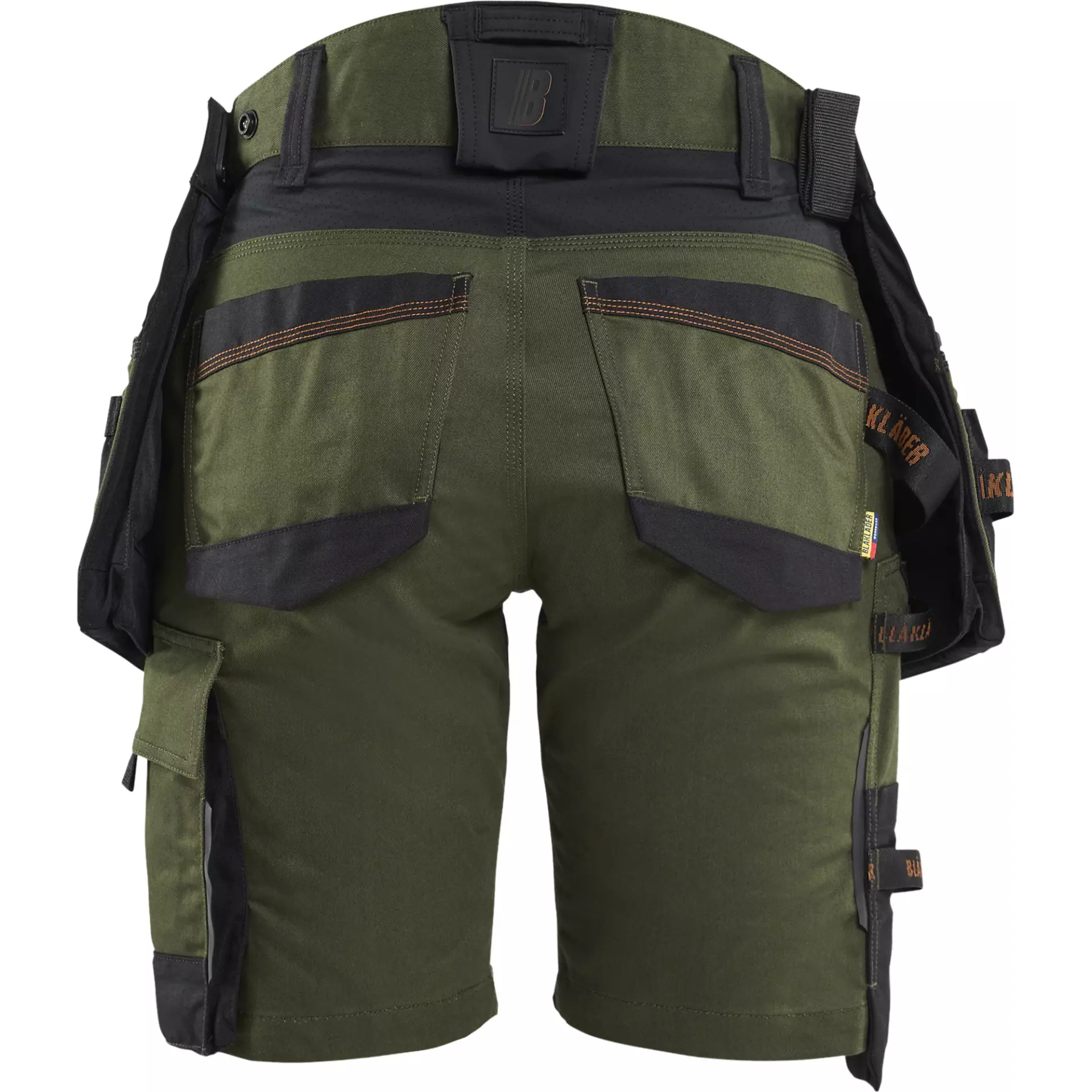 Blåkläder 717511494240, STRIKER Ladies' Stretch Craftsmen's Shorts, Forest Green/Rust, image 4