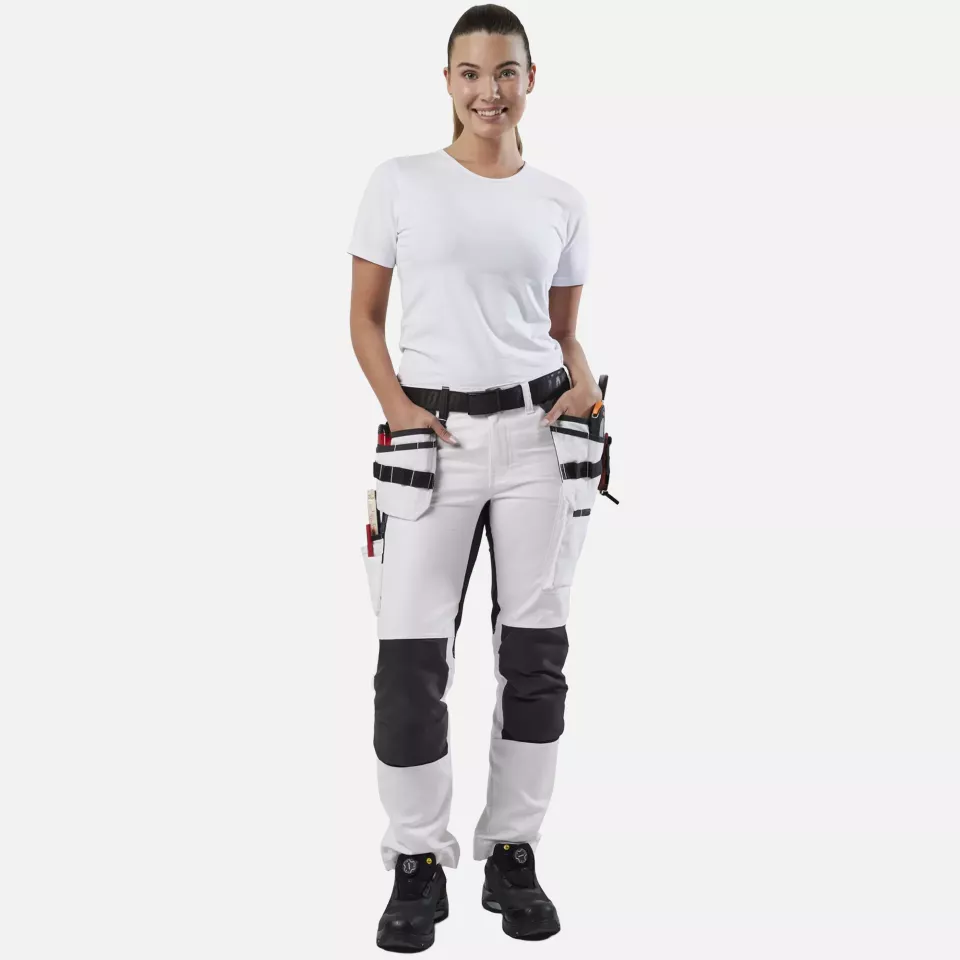 Blaklader 791010001099, Ladies Painters Trousers with Stretch Inserts, White/Black, image 5, gallery thumbnail