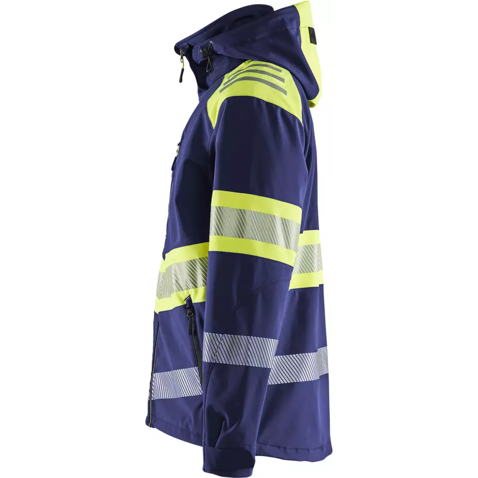 Blaklader 449425138933, High Vis Softshell Jacket, Navy/ Yellow, image 3, gallery thumbnail