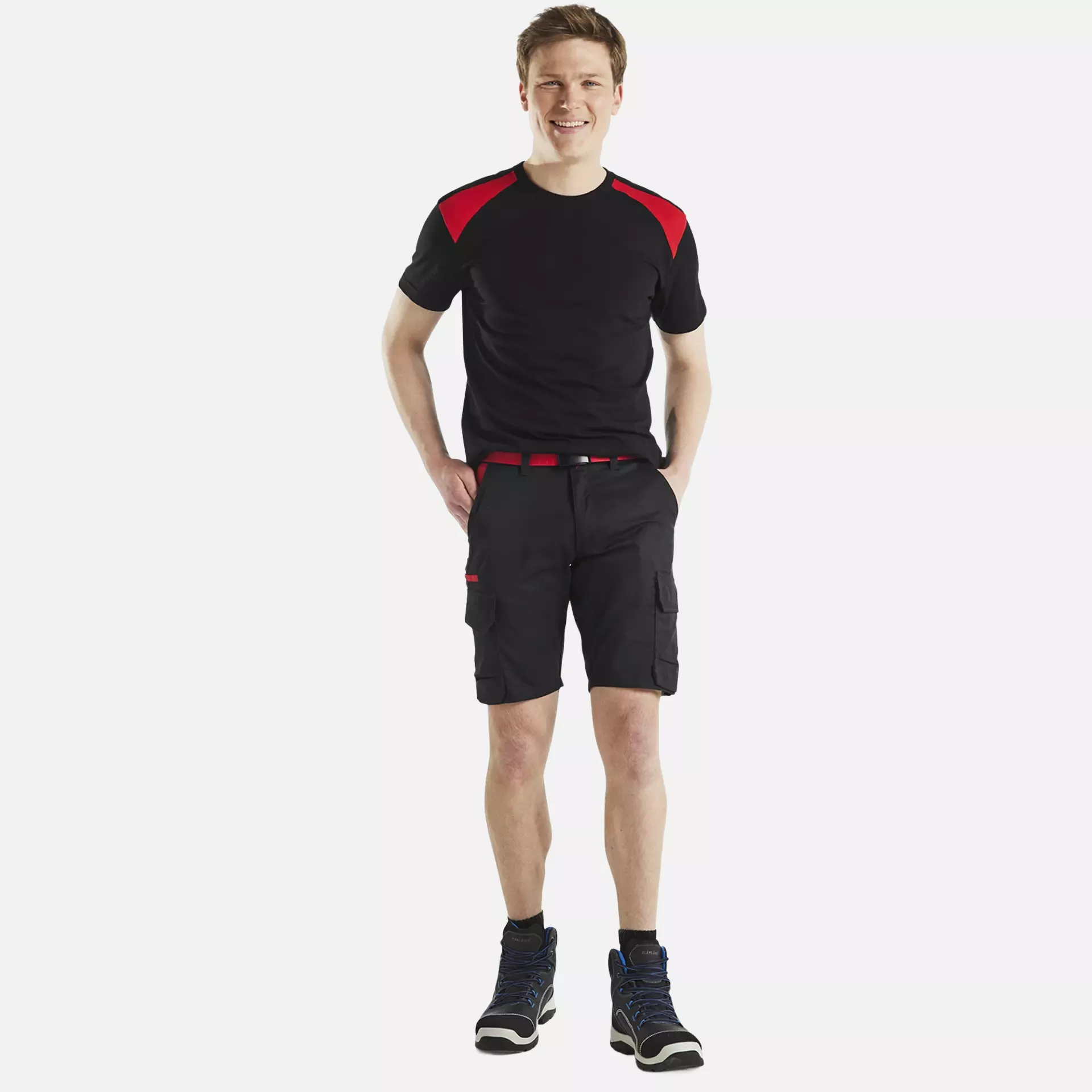 Blaklader 144618329956, Industry Stretch Shorts, Black/Red, image 5