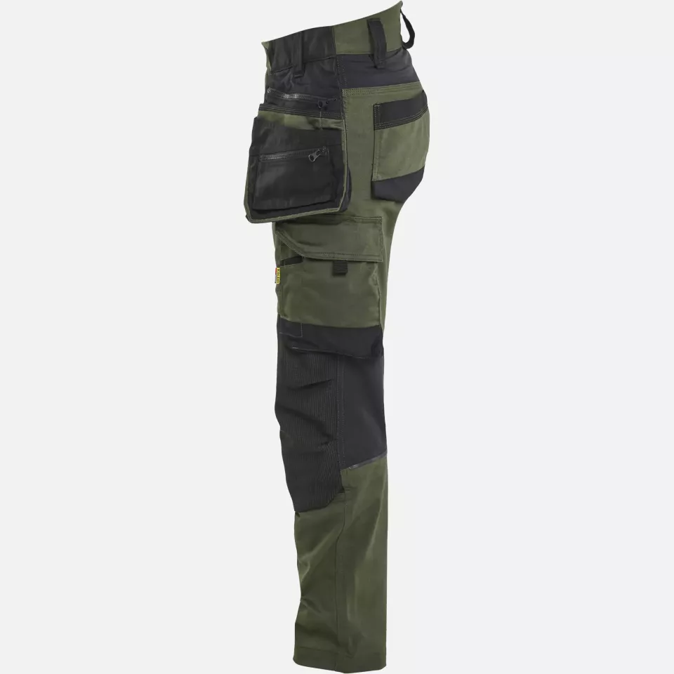 Blaklader 717011494298, STRIKER Ladies Stretch Craftsman Work Trousers, Forest Green/Black, image 3, gallery thumbnail