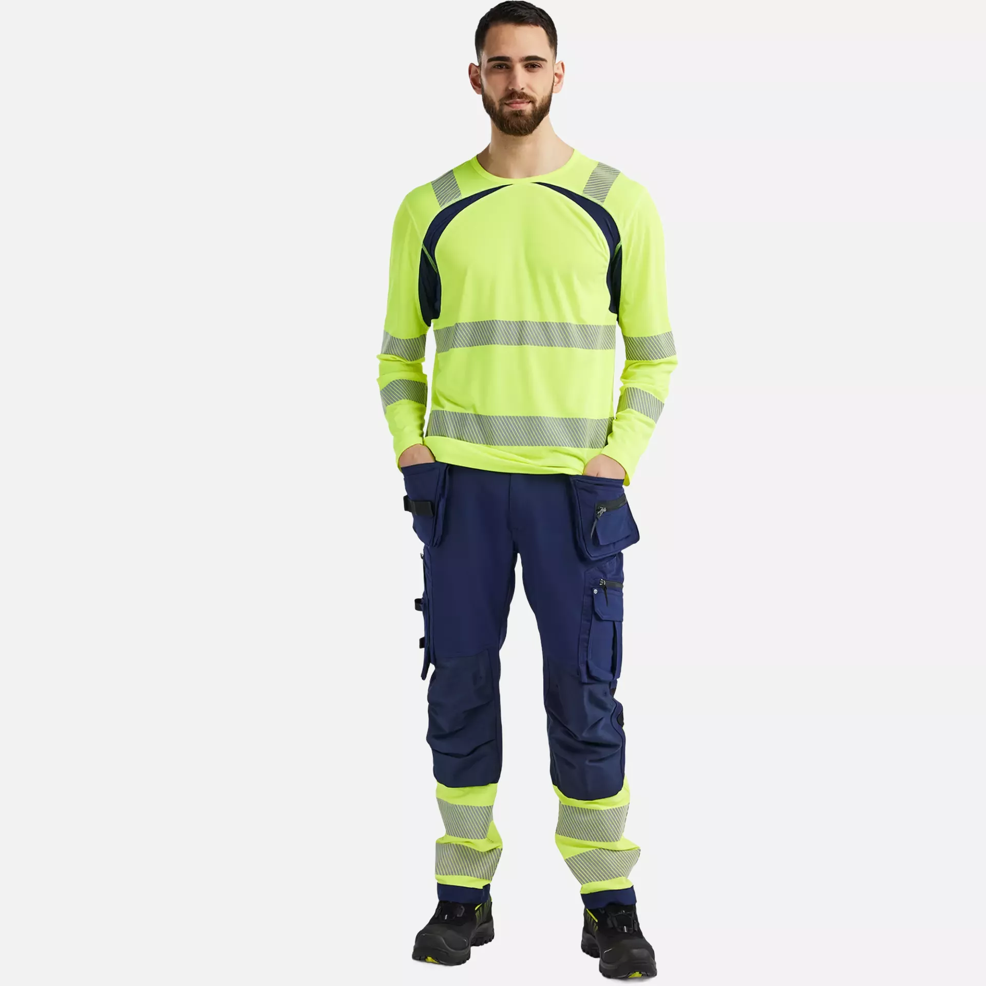 Blaklader 359910133389, High Vis UV Protection Long Sleeve Shirt, Yellow/Navy Blue, image 5