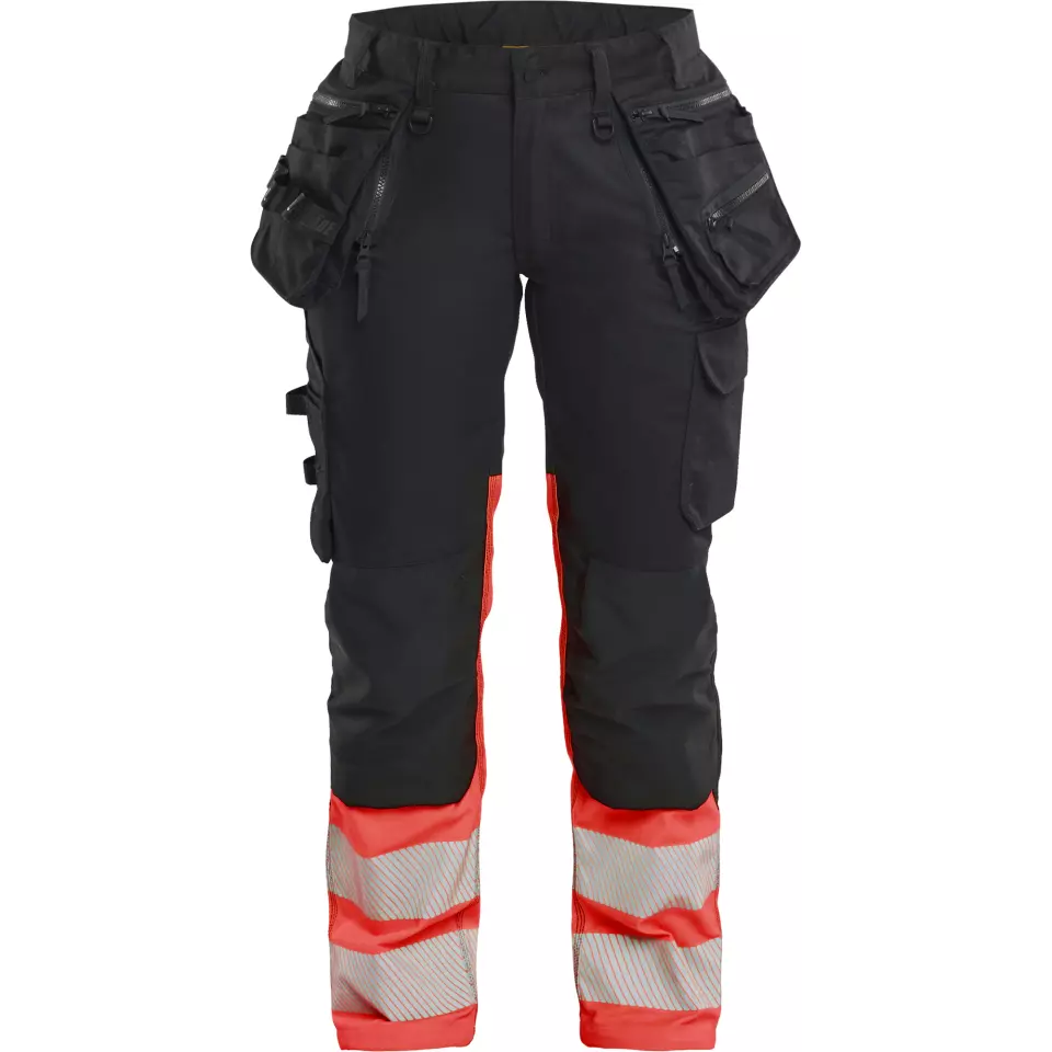 Blaklader 703011499955, High Vis Ladies Stretch Trousers, Black/High Vis Red