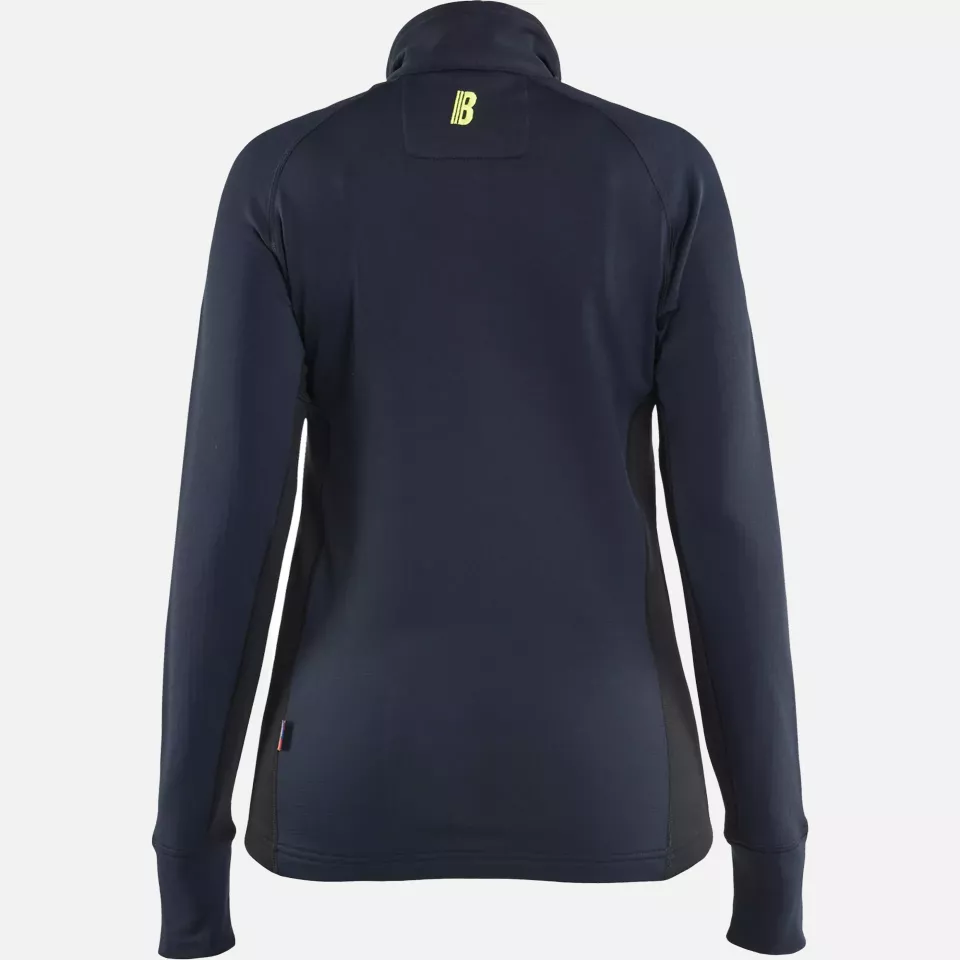 Blaklader 474525398633, STRIKER Ladies Fleece Jacket, Dark Navy/High Vis Yellow, image 4, gallery thumbnail