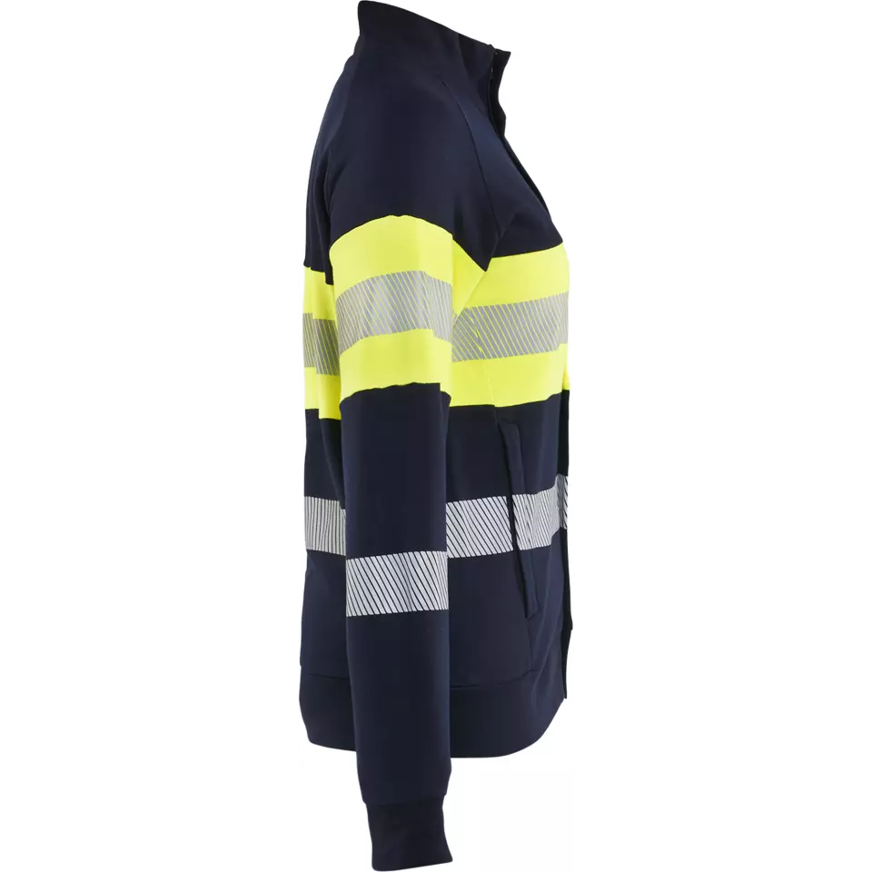 Blåkläder 347217628933, Ladies Multinorm high vis sweatshirt with zipper, navy blue/ yellow, image 2, gallery thumbnail