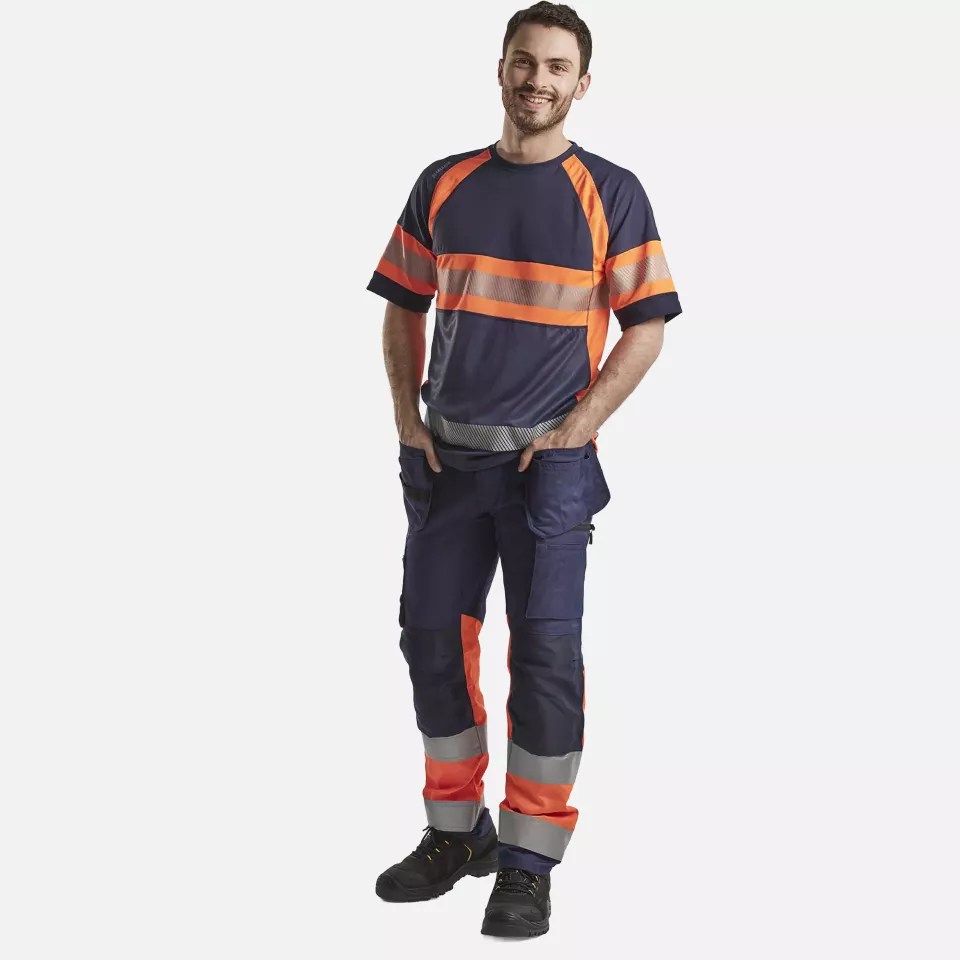 Blaklader 333710518953, High Vis UV Protection T-Shirt, Navy/Orange, image 5, gallery thumbnail