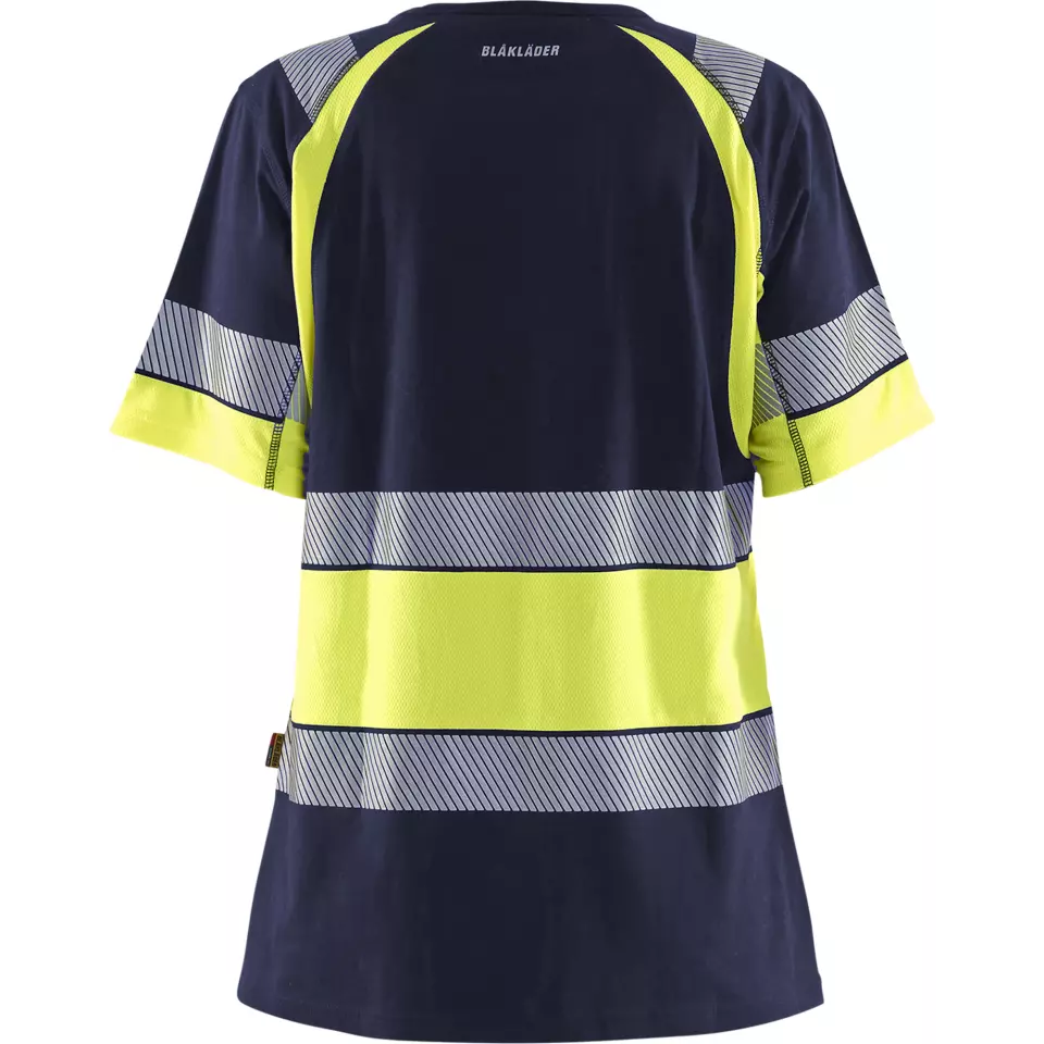 Blåkläder 341010308833, High Vis Women's T-Shirt, Navy Blue/Yellow, image 4, gallery thumbnail