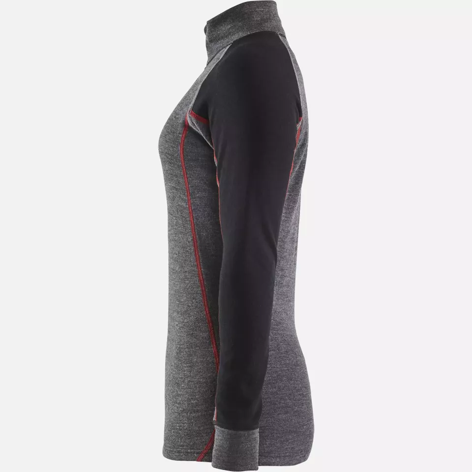 Blaklader 729917369699, XWARM Ladies' Thermal Shirt with Zip, Medium Grey/Black, image 3, gallery thumbnail