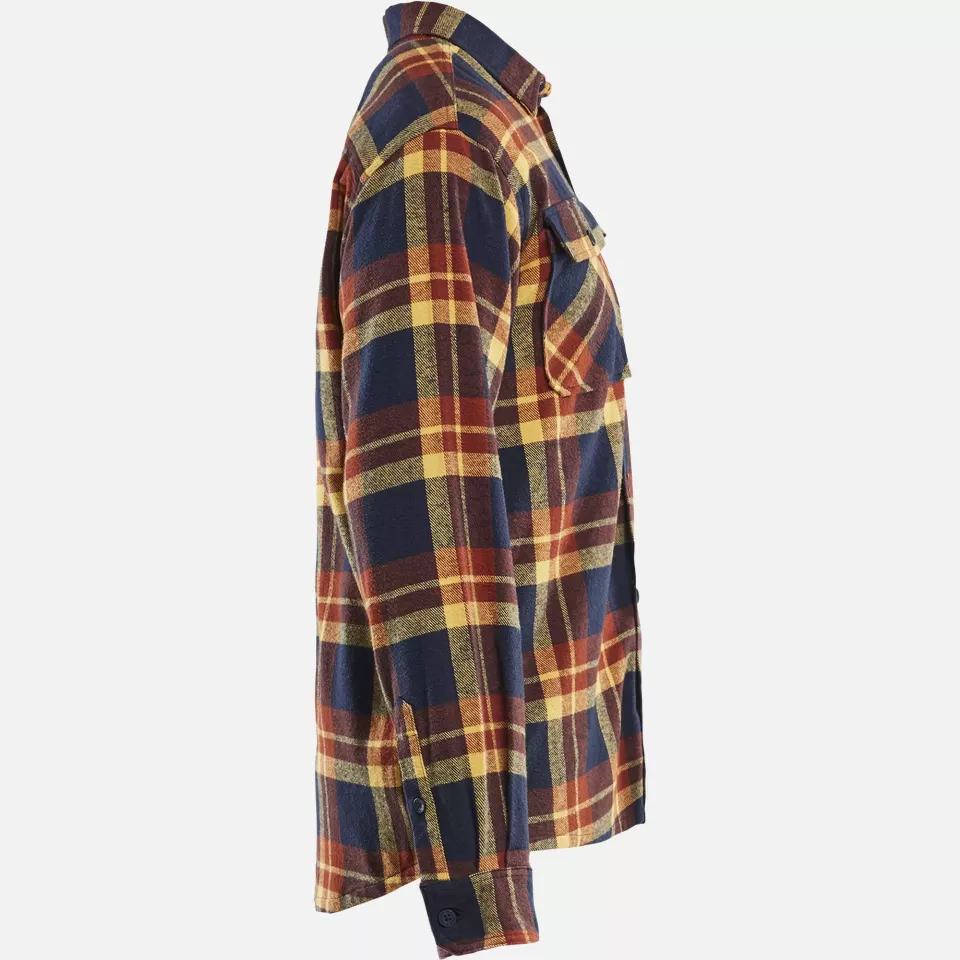 Blaklader 328811685986, Flannel Shirt, Rust Red/Dark Blue, image 2, gallery thumbnail