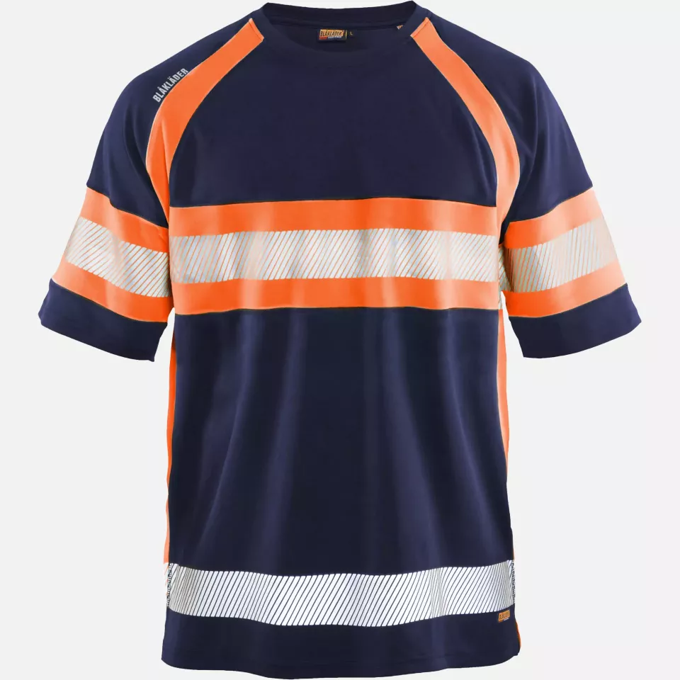Blaklader 333710518953, High Vis UV Protection T-Shirt, Navy/Orange, image 1, gallery thumbnail
