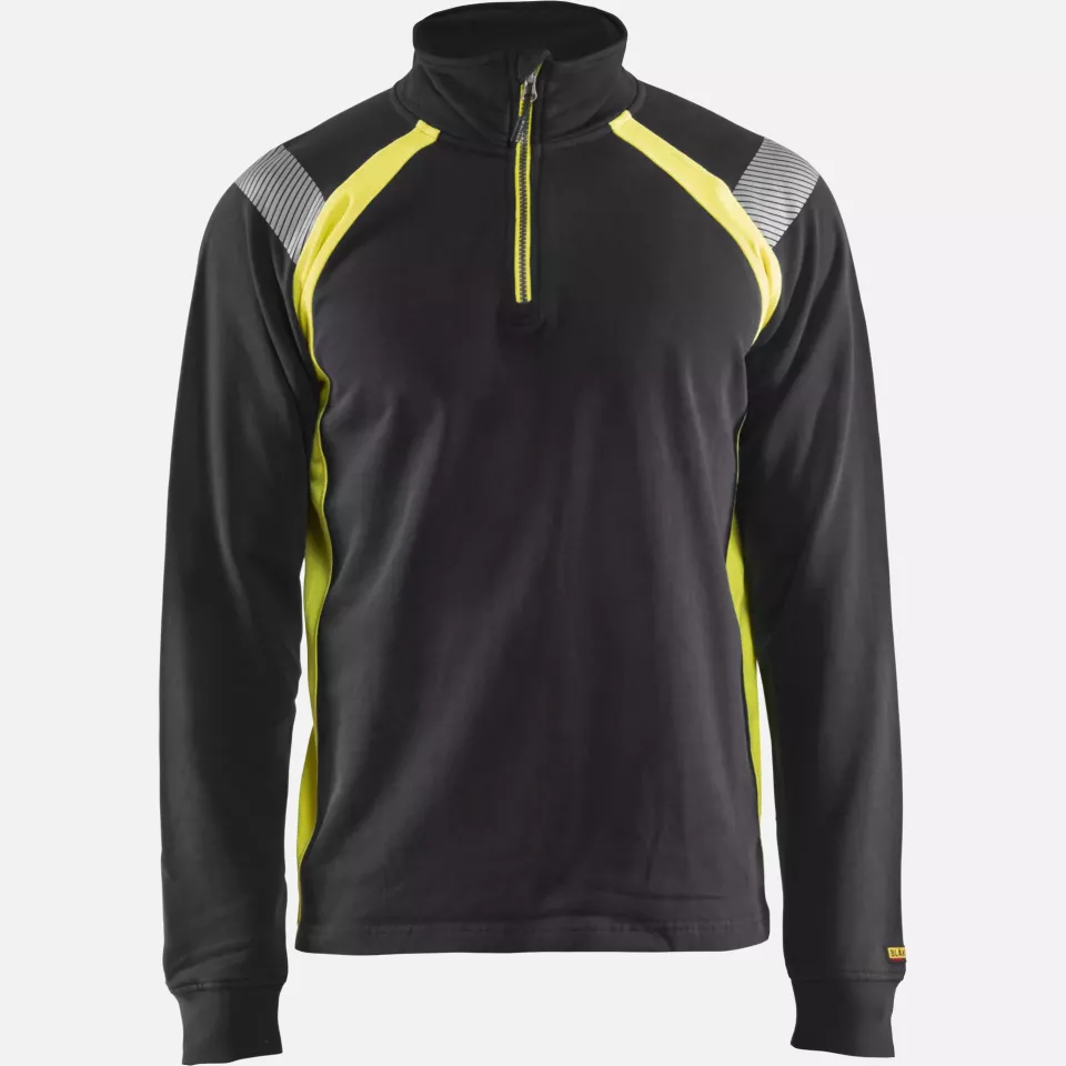 Blaklader 343211589933, Half-Zip Sweatshirt, Black/Yellow, image 1, gallery thumbnail