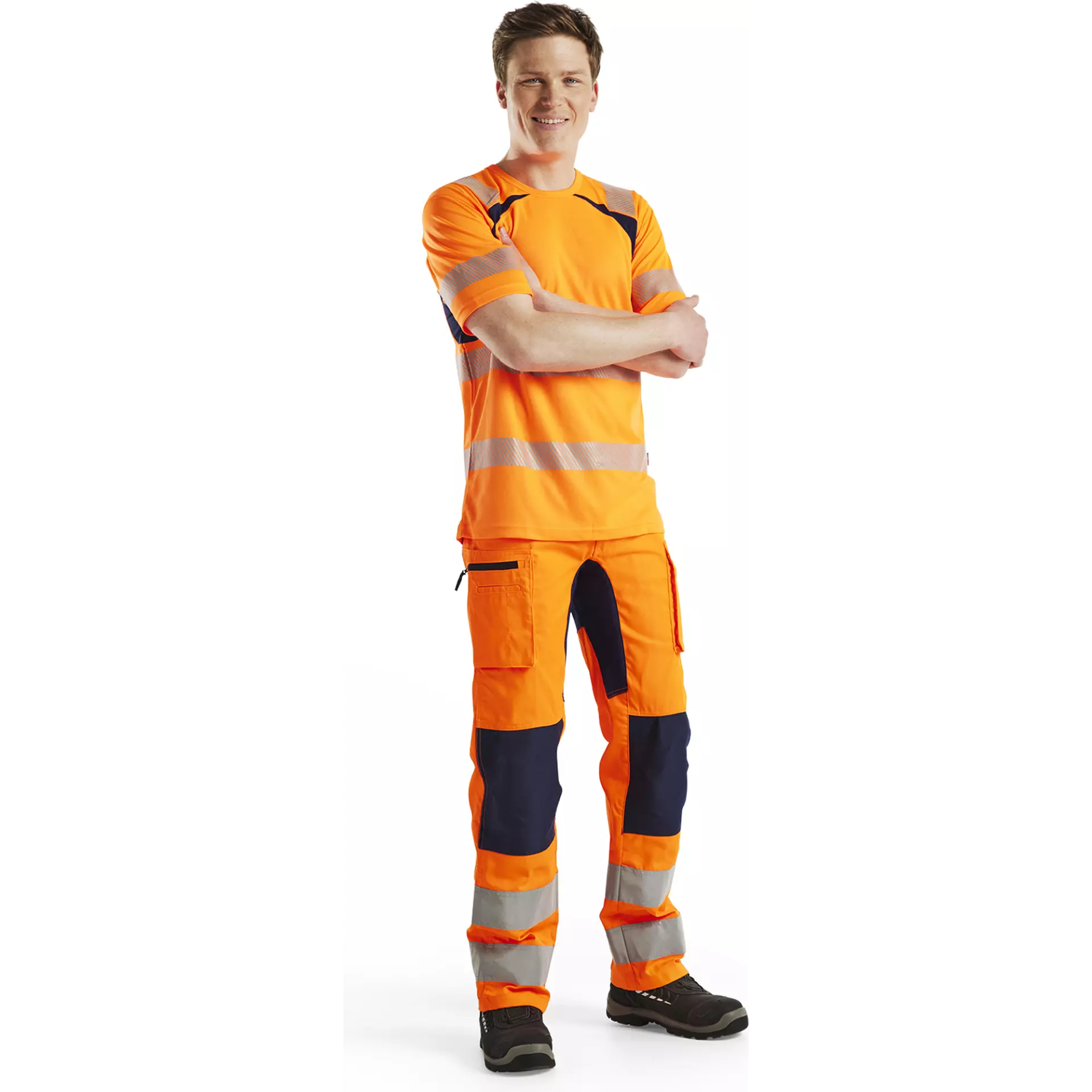 Blåkläder 158518115389, High Vis Stretch Work Pants, Orange/Navy Blue, image 4
