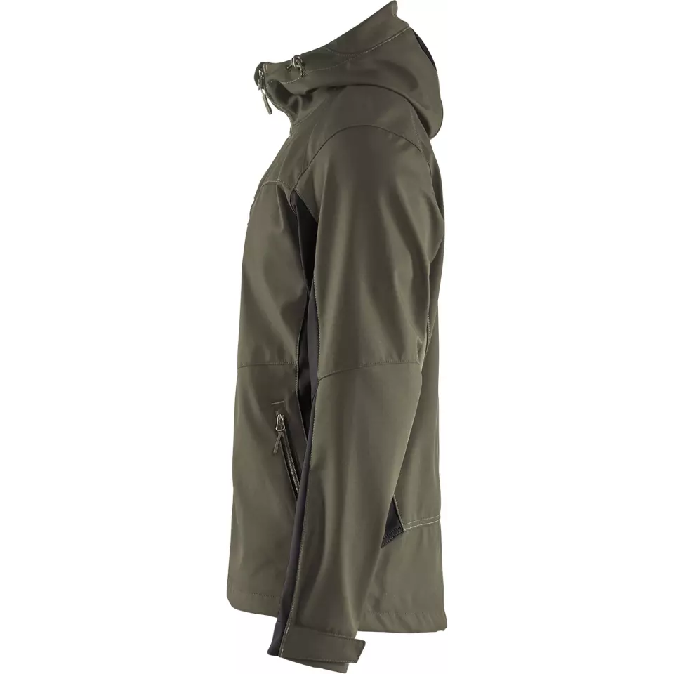 Blåkläder 475325164599, Hooded Softshell Jacket, Dark Olive Green/Black, image 3, gallery thumbnail