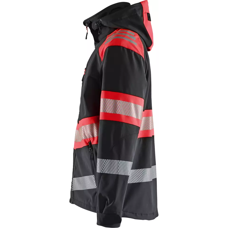Blaklader 449425139955, High Vis Softshell Jacket, Black/High Vis Red, image 3, gallery thumbnail