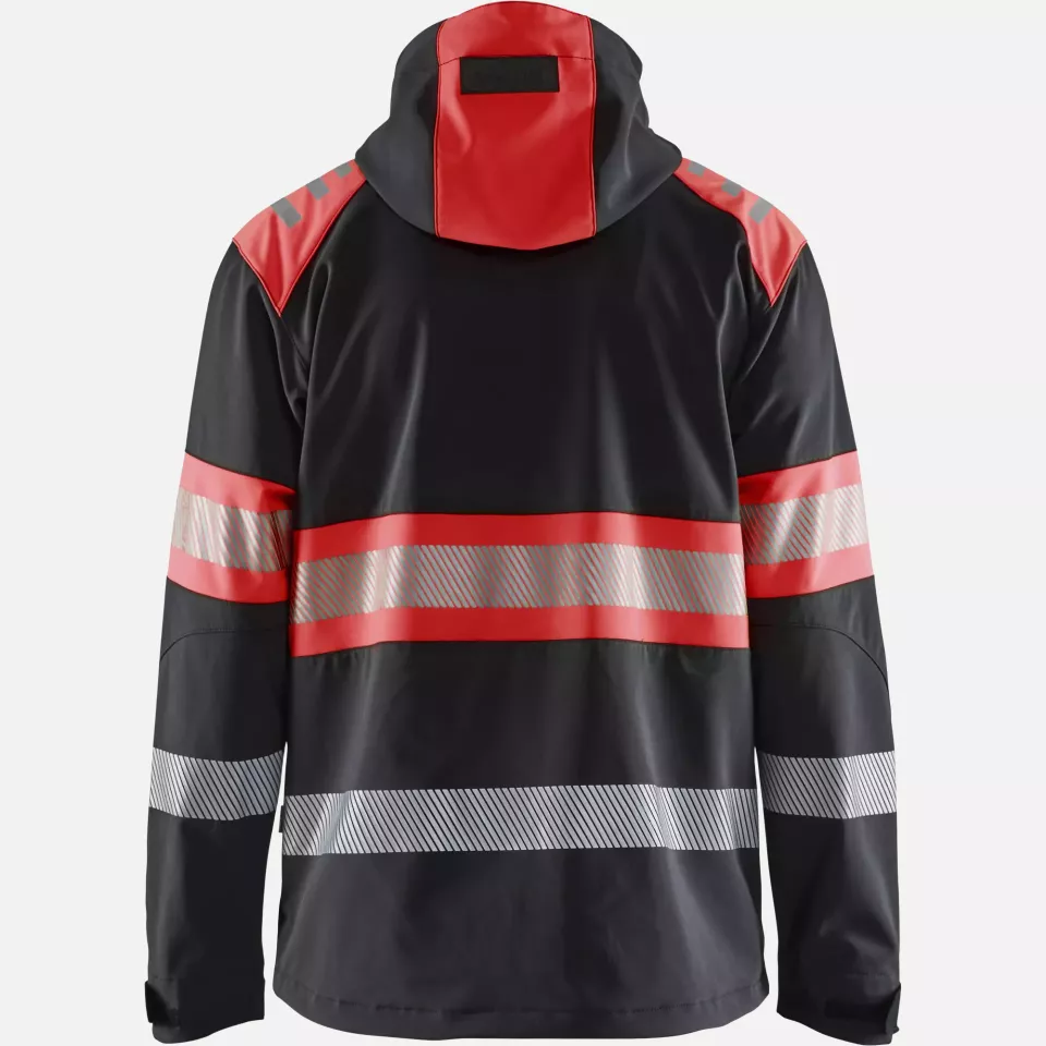 Blaklader 449425139955, High Vis Softshell Jacket, Black/High Vis Red, image 4, gallery thumbnail