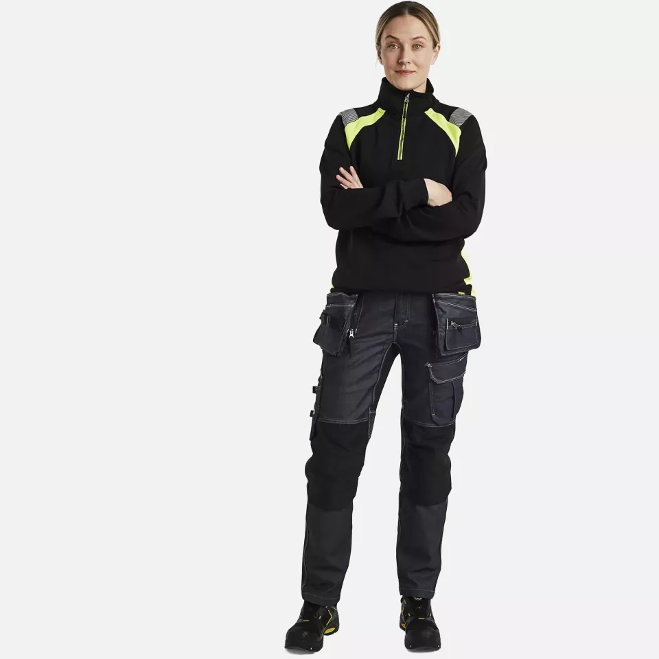 Blaklader 340311589933, Ladies Half Zip Sweatshirt, Black/Yellow, image 5, gallery thumbnail