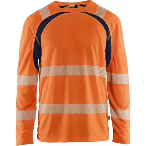 Blåkläder High Vis UV Schutz Langarmshirt, Orange/Marineblau