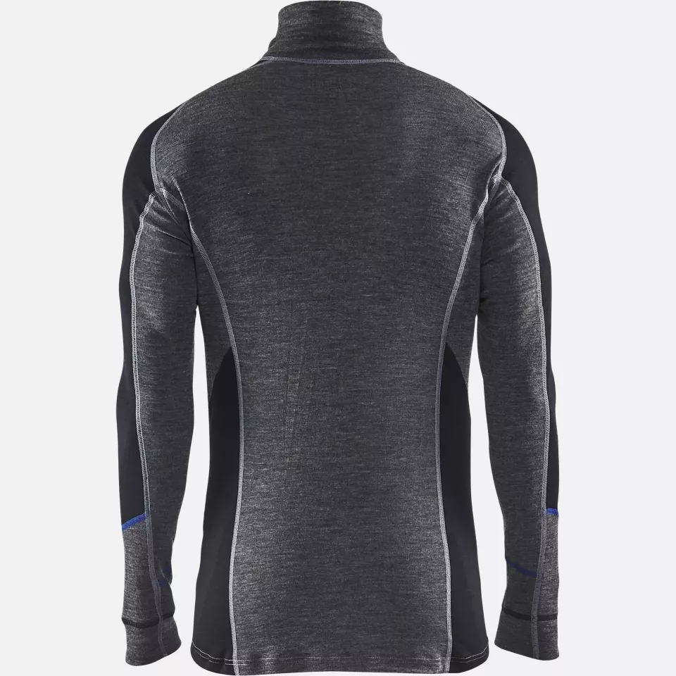 Blaklader 489917329699, Warm Merino Wool Zip Neck Undershirt, Medium Grey/Black, image 3, gallery thumbnail