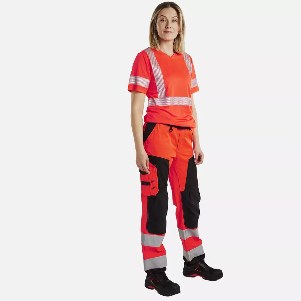 Blaklader 715518115599, High Vis Ladies Work Trousers, Red/Black, image 5, gallery thumbnail