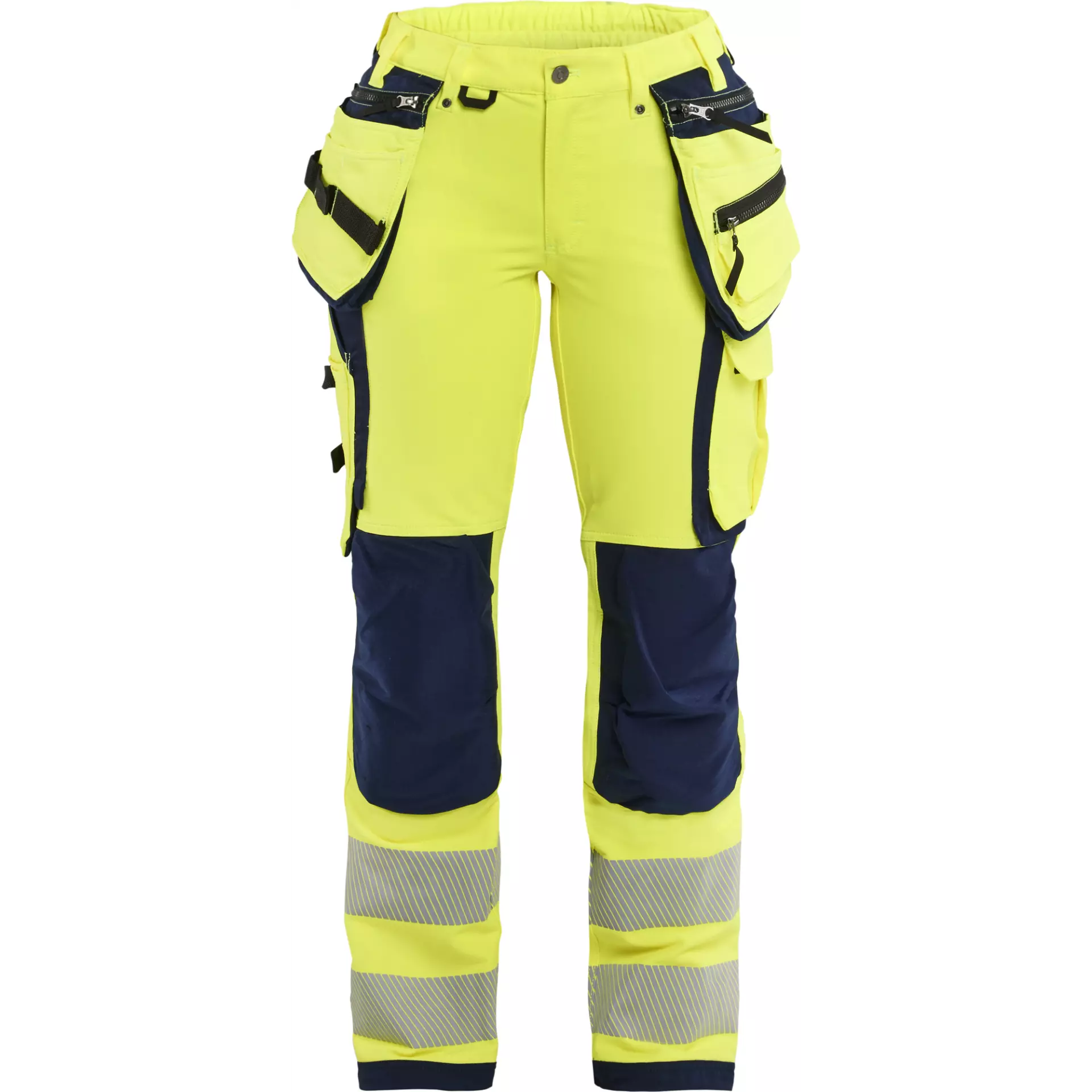 Blaklader 719716423389, High Vis Ladies 4-Way Stretch Work Trousers, Yellow/Navy Blue