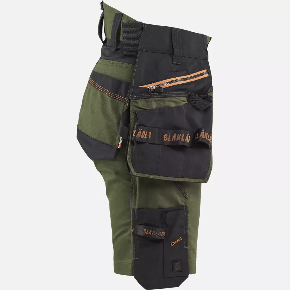 Blaklader 717511494240, STRIKER Ladies Stretch Craftsman Shorts, Forest Green/Rust, image 2, gallery thumbnail