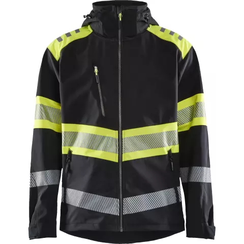 Blåkläder High Vis Softshell Jacket, Black/Yellow