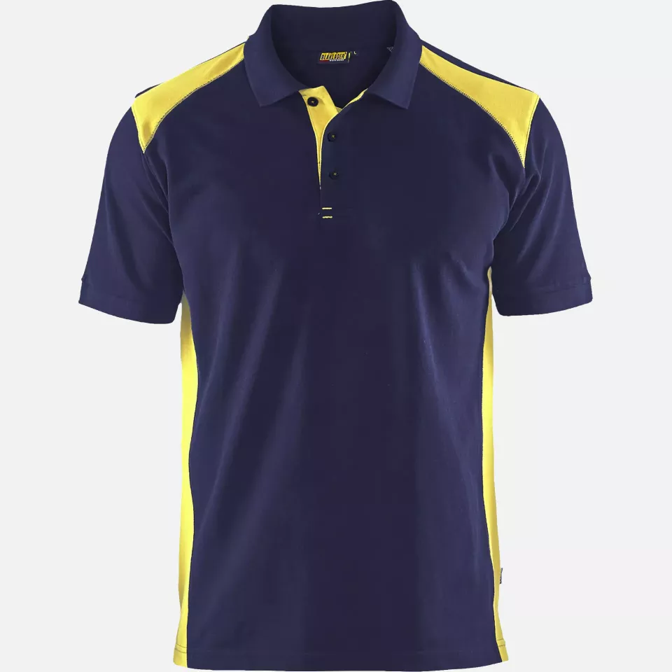 Blaklader 332410508933, Polo Shirt, Navy Blue/ Yellow, image 1, gallery thumbnail