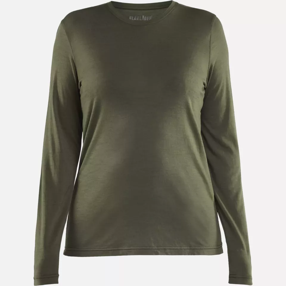 Blaklader 353917434209, Damen Merinowolle Langarm-T-Shirt, Waldgrün, image 1, gallery thumbnail