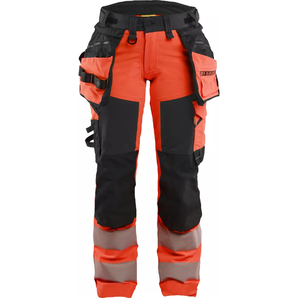 Blaklader 702216485599, High Vis Ladies 4-Way Stretch Trousers, Red/Black