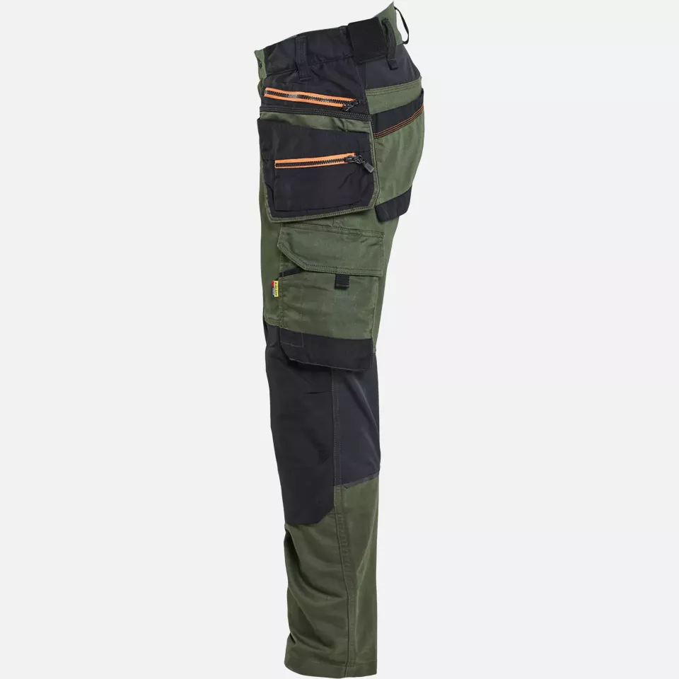 Blaklader 197011494240, STRIKER Stretch Craftsman Work Trousers, Forest Green/Rust, image 3, gallery thumbnail