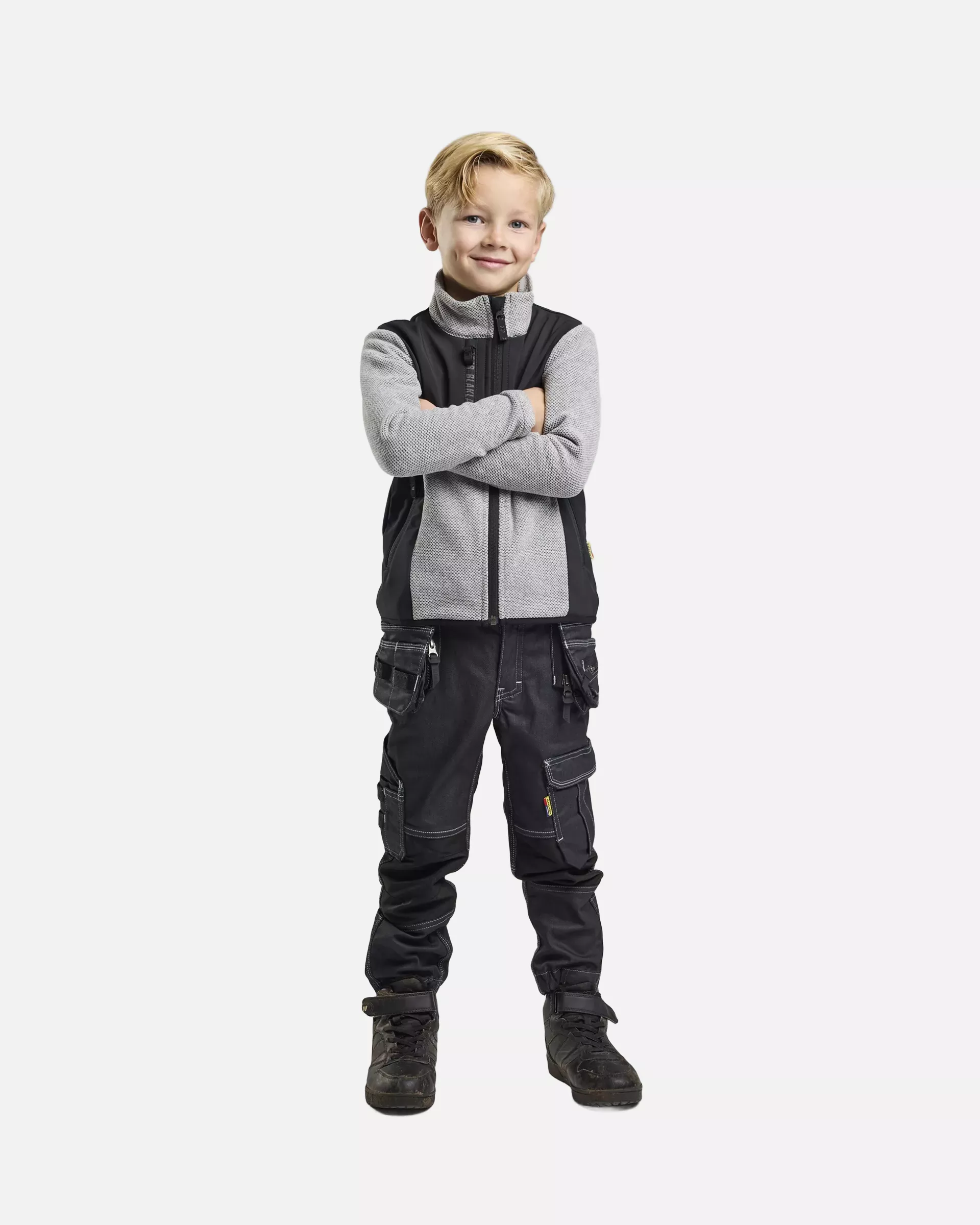 Blaklader 520725369099, Kids Knitted Fleece Pullover, Grey Melange/Black, image 5