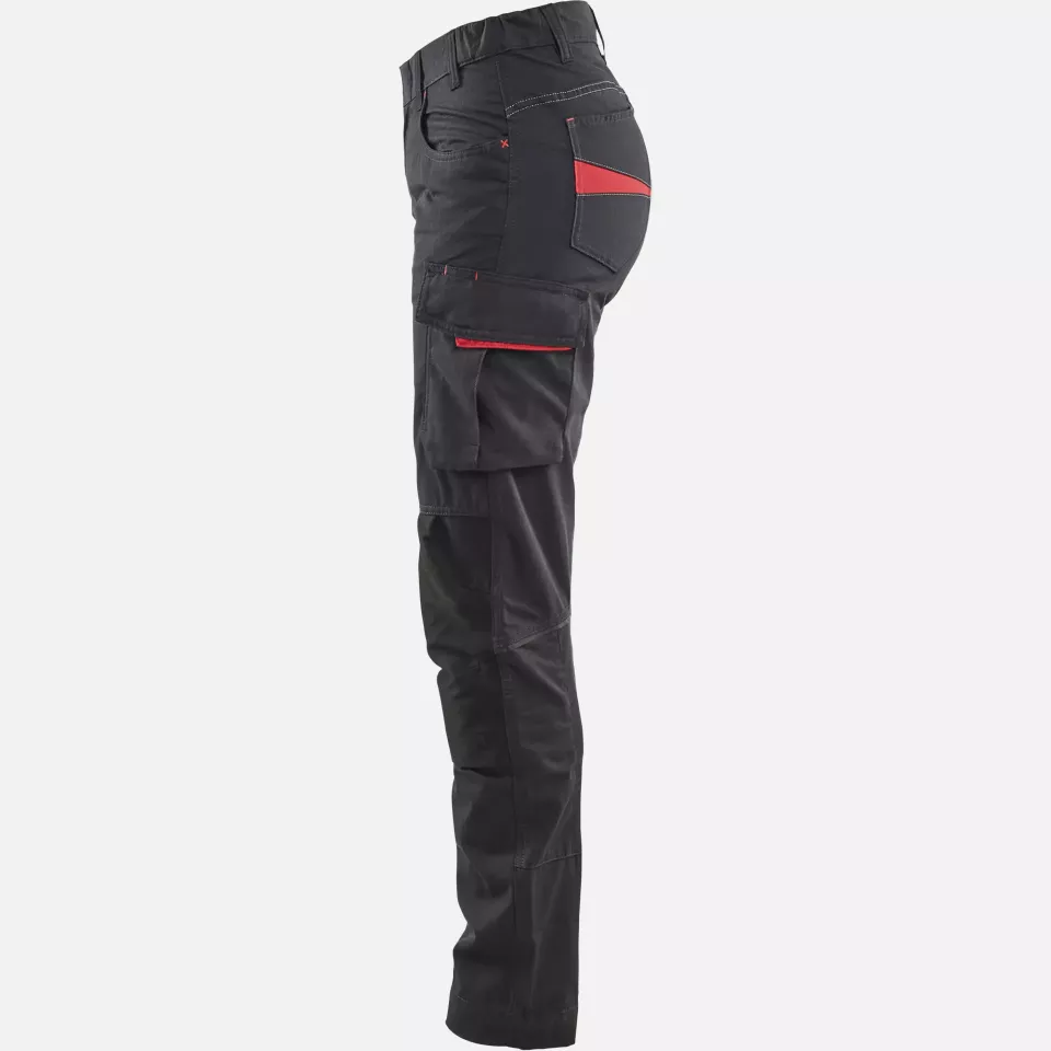 Blaklader 719513309956, Ladies Stretch Work Trousers, Black/Red, image 3, gallery thumbnail