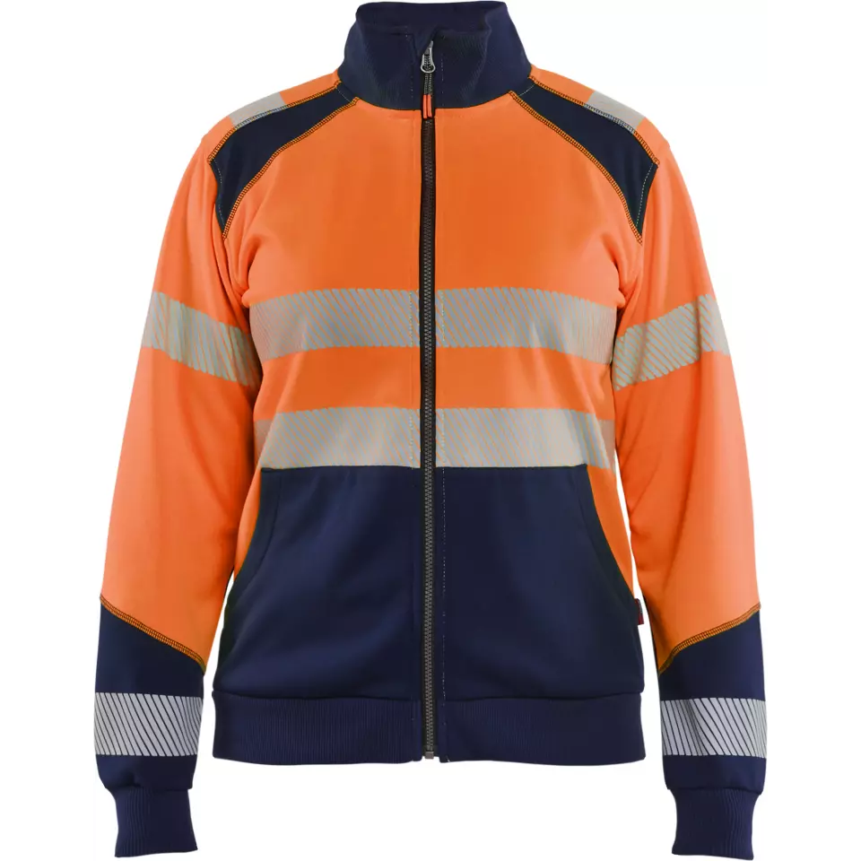 Blaklader 350825285389, High Vis Ladies Zip Sweatshirt, Orange/Navy Blue