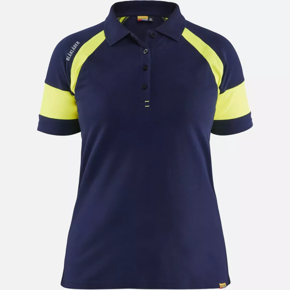 Blaklader 352910508933, High Vis Women's Polo Shirt, Navy Blue/ Yellow, image 1, gallery thumbnail