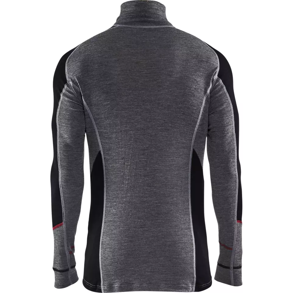 Blaklader 469917369699, XWARM Merino Wool Zip Undershirt, Medium Grey/Black, image 3, gallery thumbnail