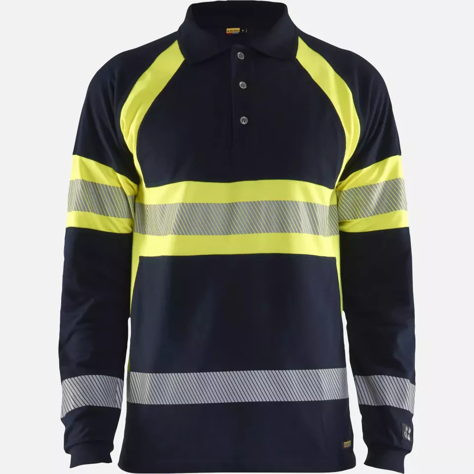 Blaklader 343817418933, Langarm Polo Shirt Multinorm, Marineblau/ Gelb, image 1, gallery thumbnail