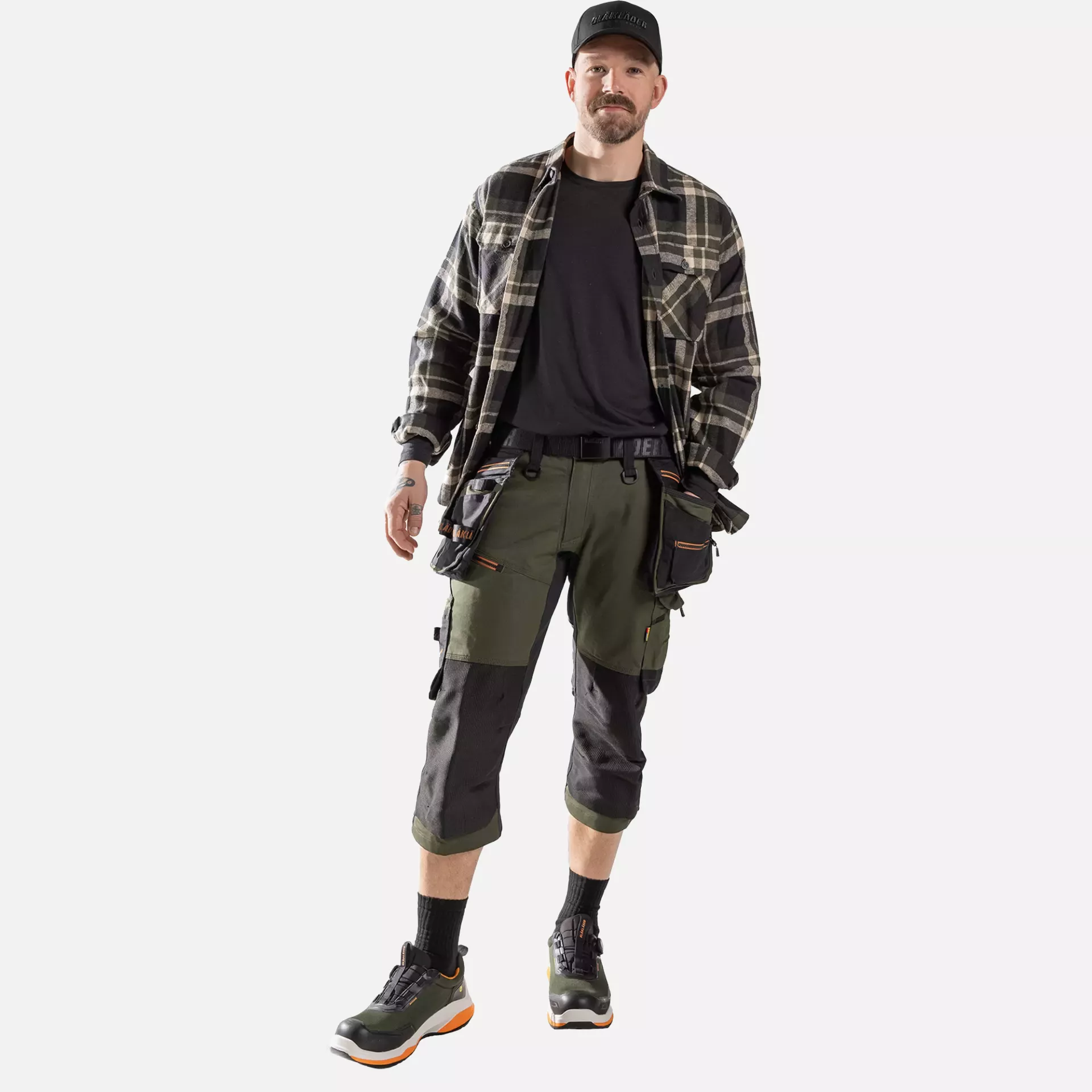 Blaklader 197711494240, STRIKER Stretch Pirate Shorts, Forest Green/Rust, image 4