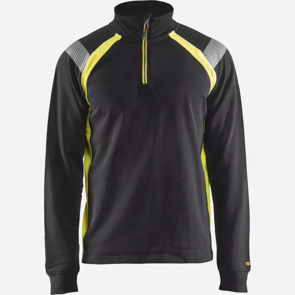 Blaklader 343211589933, Half-Zip Sweatshirt, Black/Yellow, image 6, gallery thumbnail