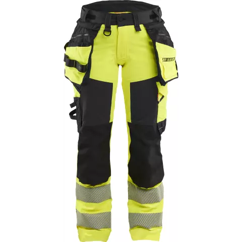 Blaklader High Vis Ladies 4-Way Stretch Trousers, Yellow/Black