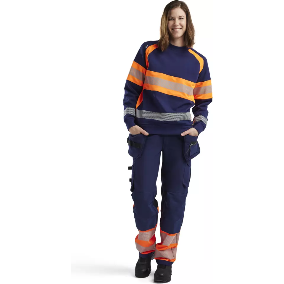 Blåkläder 340911588953, High Vis Women's Sweatshirt, Navy Blue/Orange, image 5, gallery thumbnail
